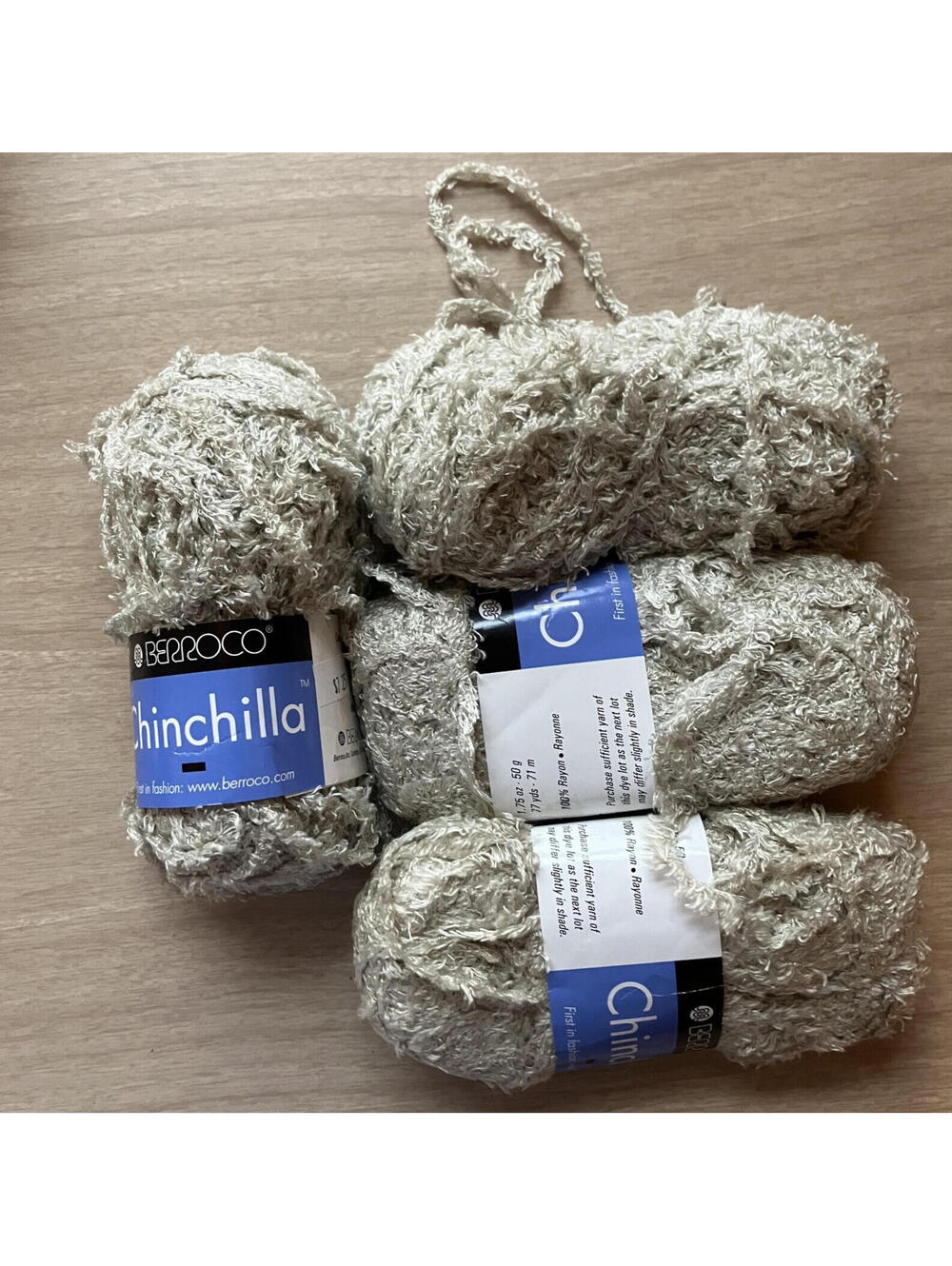 4 Pc Berroco New Chinchilla Rayon Yarn Soft Texture Silver Light Taupe Vintage